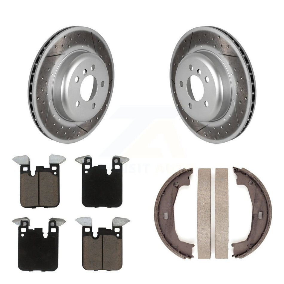 Rear Disc Coated Rotors Ceramic Pads And Parking Brake Shoes Kit For BMW 428i xDrive 328i KGC-102982