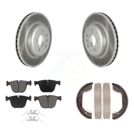 Rear Disc Coated Rotors Ceramic Pads Parking Shoes Kit For BMW 535i GT xDrive 740Li 740i KGC-102993