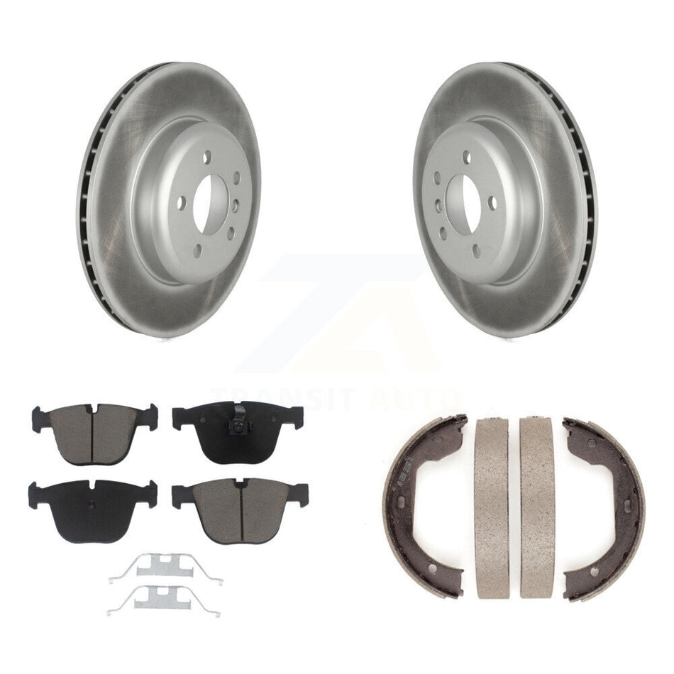 Rear Disc Coated Rotors Ceramic Pads Parking Shoes Kit For BMW 535i GT xDrive 740Li 740i KGC-102993