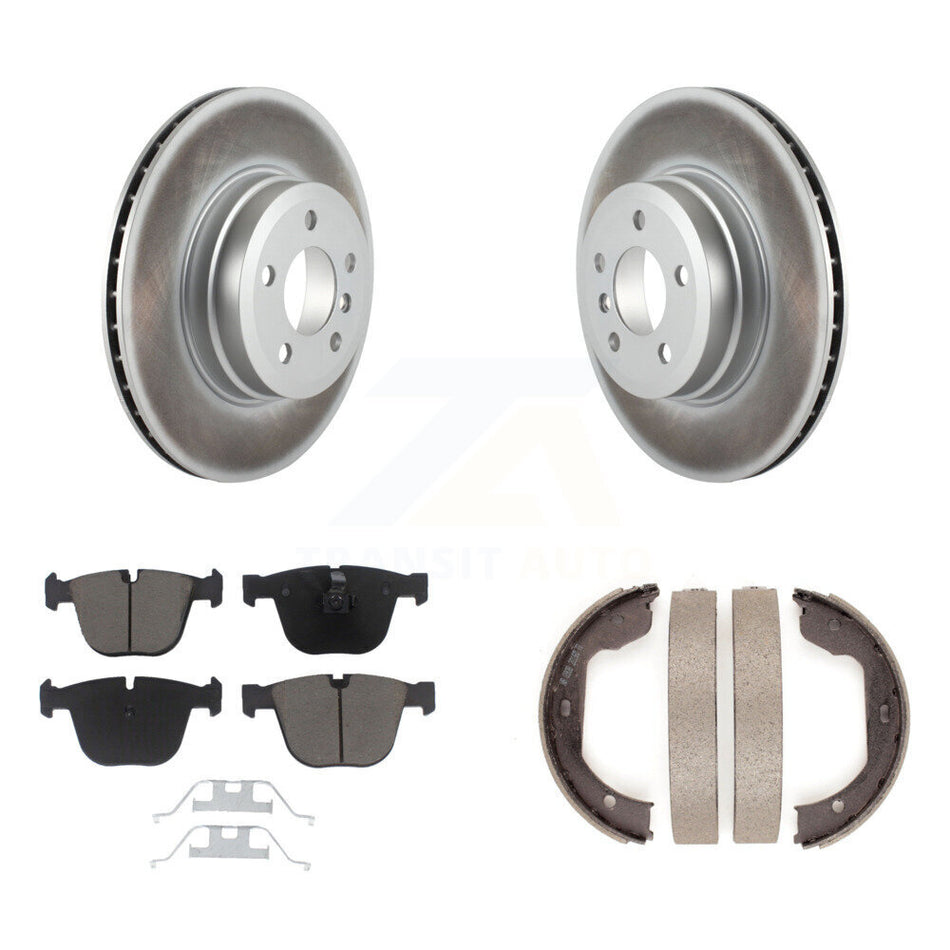 Rear Disc Coated Rotors Ceramic Pads And Parking Brake Shoes Kit For BMW X5 X6 KGC-102996