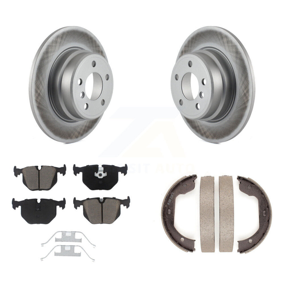 Rear Disc Coated Rotors Ceramic Pads And Parking Brake Shoes Kit For BMW X5 KGC-102997