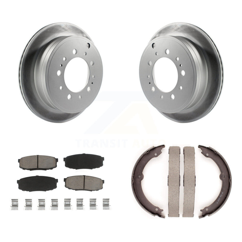 Rear Disc Coated Rotors Ceramic Pads & Parking Shoes Kit For Toyota Tundra Sequoia Lexus KGC-103007