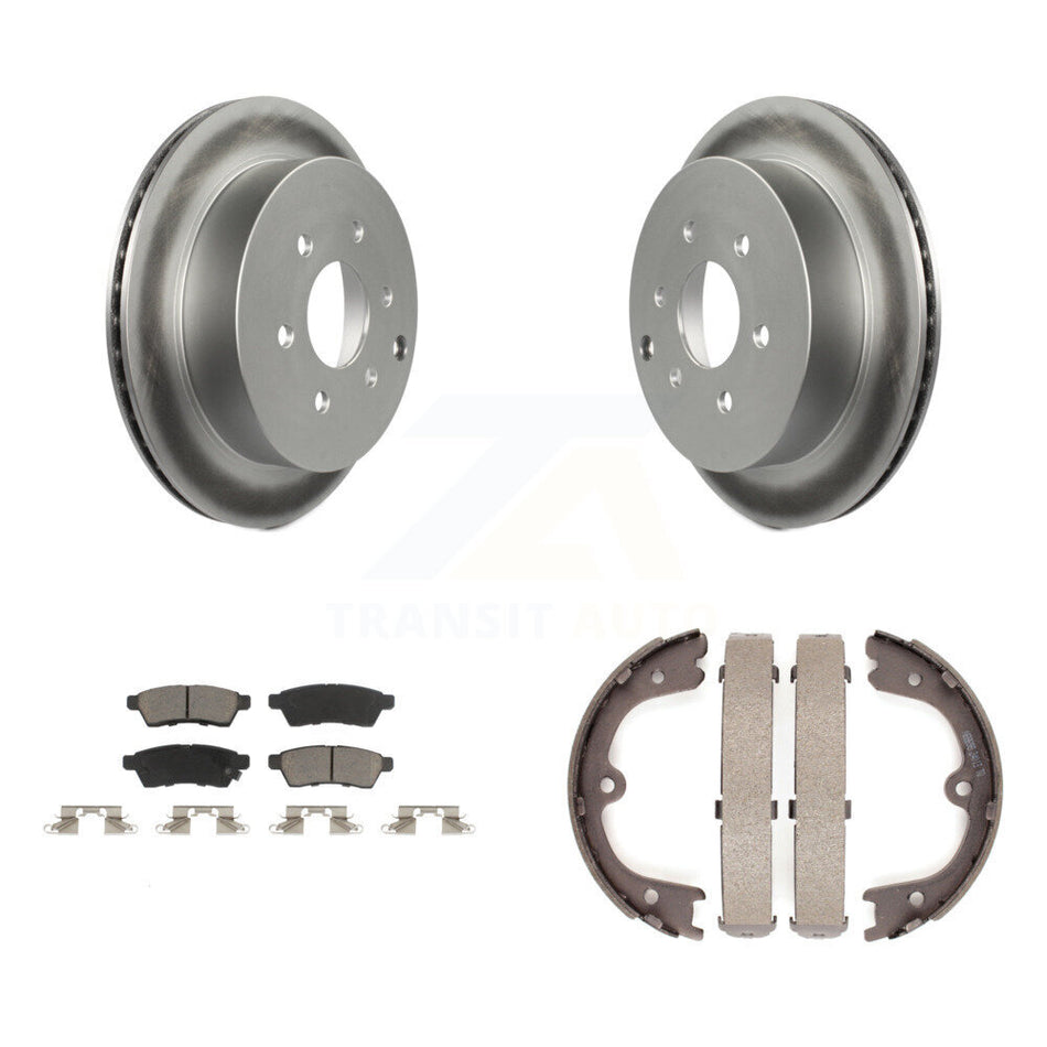 Rear Disc Coated Rotors Ceramic Pads & Parking Brake Shoes Kit For Nissan Frontier Xterra KGC-103010