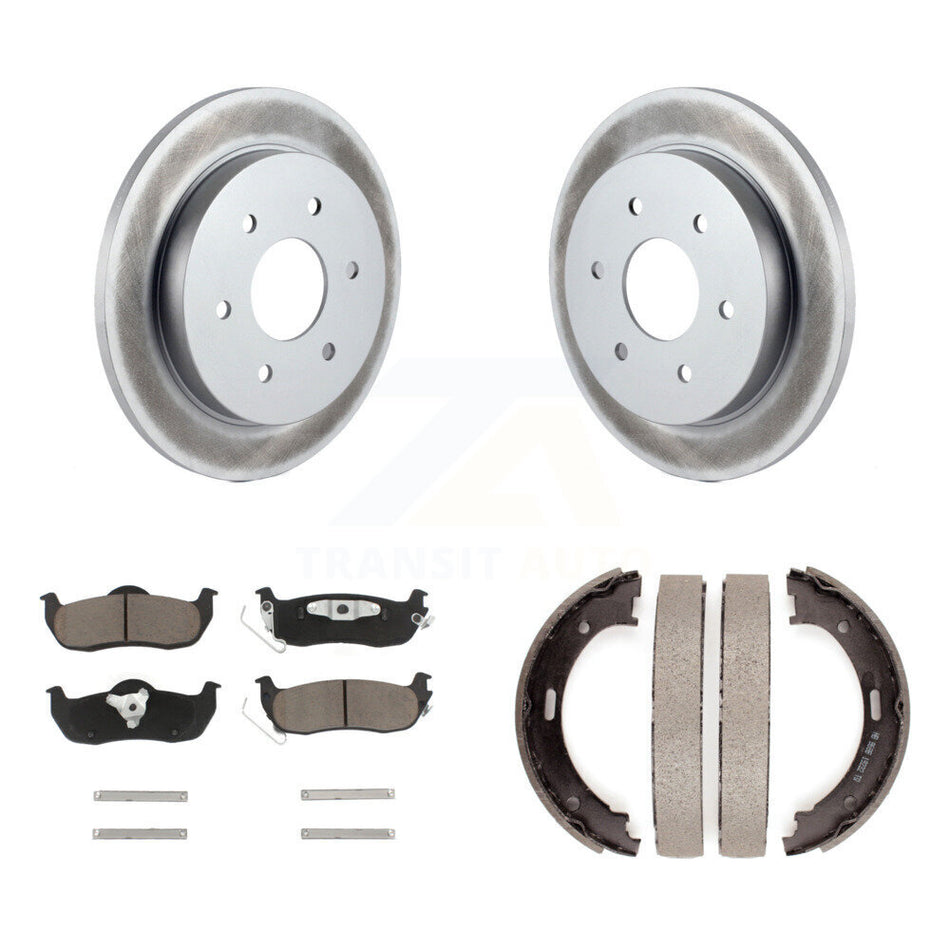 Rear Disc Coated Rotors Ceramic Pads & Parking Shoes Kit For Nissan TITAN Armada INFINITI KGC-103013