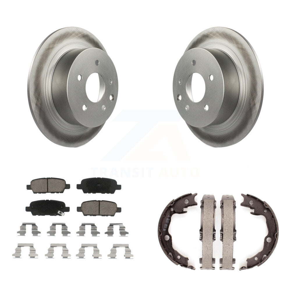 Rear Disc Coated Rotors Ceramic Pads And Parking Brake Shoes Kit For Nissan Sentra Juke KGC-103017