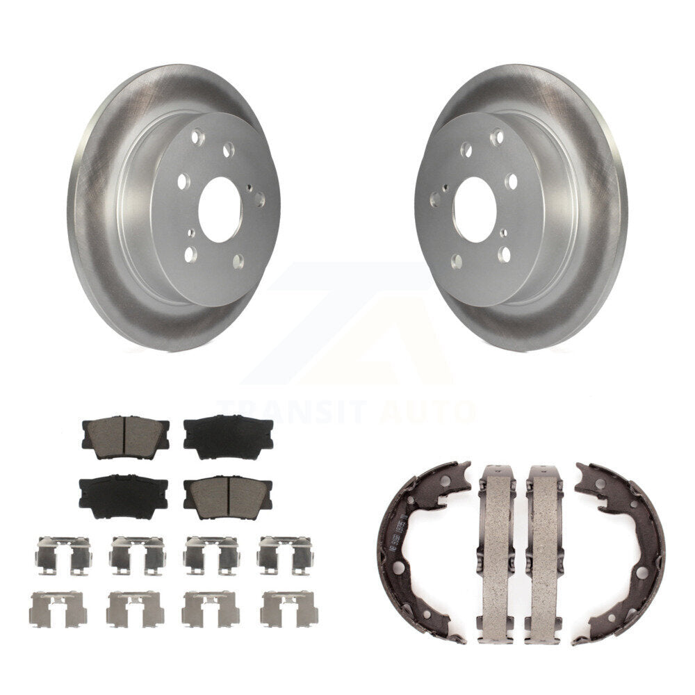 Rear Disc Coated Rotors Ceramic Pads Parking Brake Shoes Kit For Toyota RAV4 Lexus HS250h KGC-103019