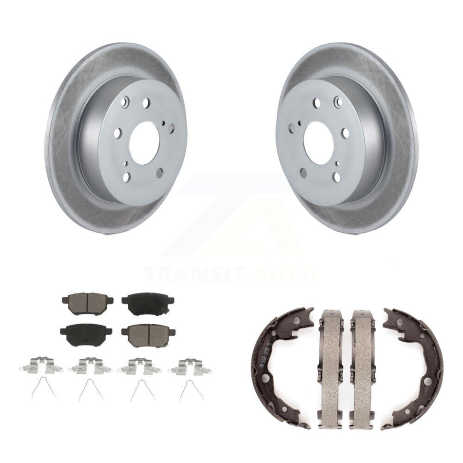 Rear Disc Coated Rotors Ceramic Pads & Parking Brake Shoes Kit For 2010 Toyota Matrix XRS KGC-103025