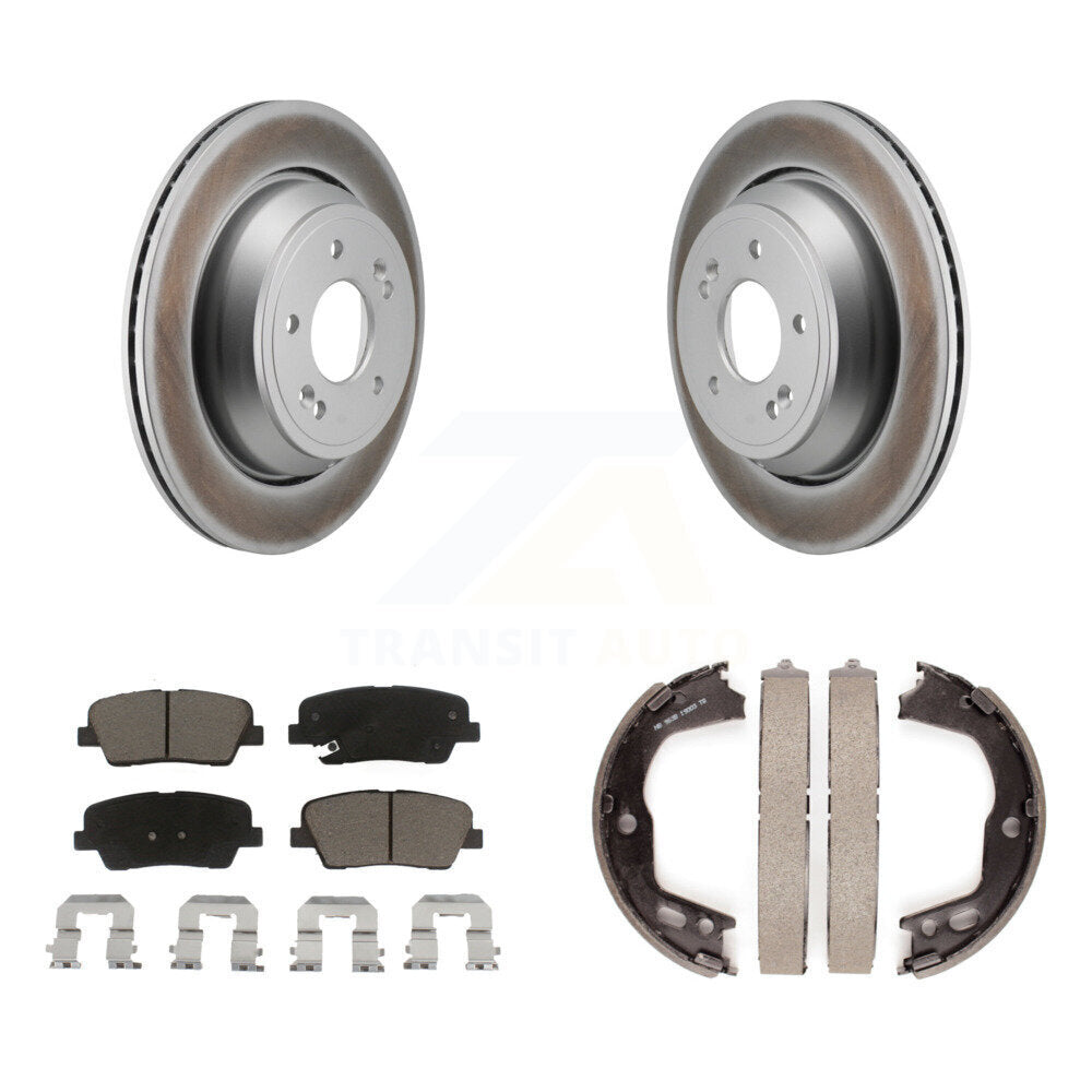 Rear Disc Coated Rotors Ceramic Pads Parking Brake Shoes Kit For 2011-2013 Hyundai Equus KGC-103030