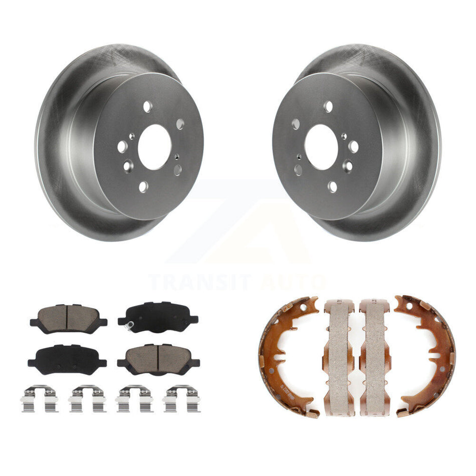 Rear Disc Coated Rotors Ceramic Pads & Parking Brake Shoes Kit For 2009-2016 Toyota Venza KGC-103036
