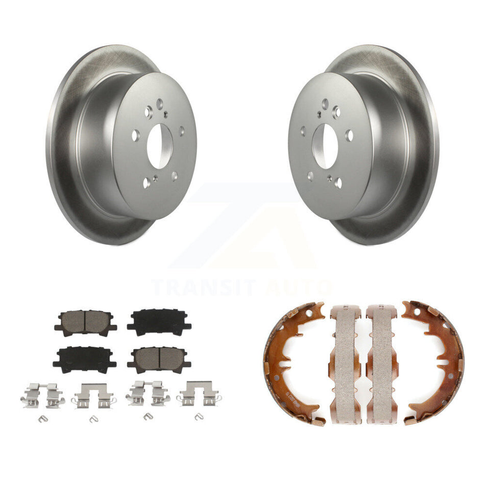 Rear Disc Coated Rotors Ceramic Pads Parking Shoes Kit For Lexus RX350 Toyota Highlander KGC-103038