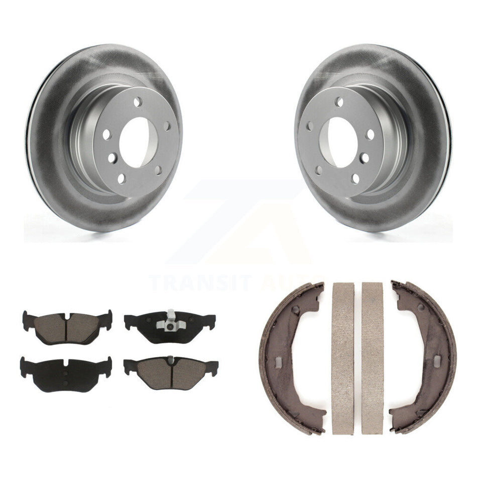 Rear Disc Coated Rotors Ceramic Pads And Parking Brake Shoes Kit For 2008-2013 BMW 128i KGC-103039