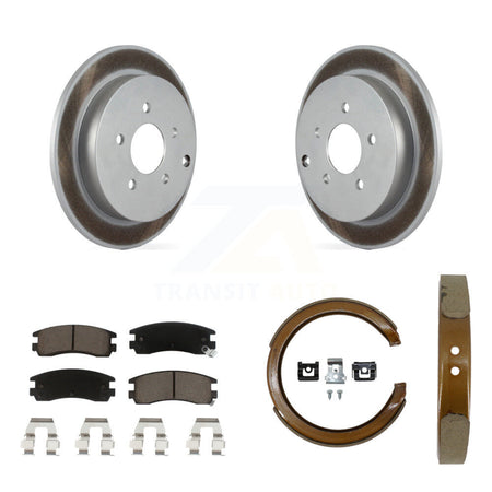 Rear Disc Coated Rotors Ceramic Pads Parking Shoes Kit For Buick Rendezvous Pontiac Aztek KGC-103051