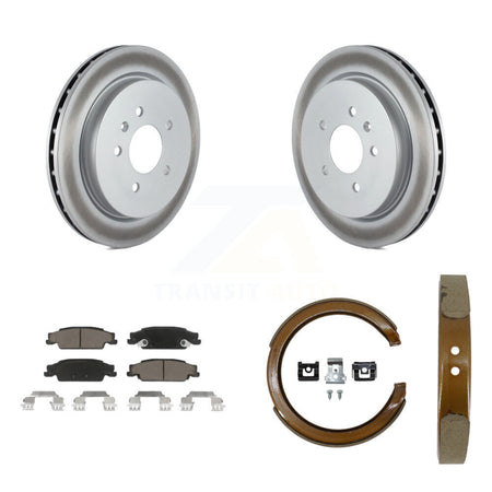 Rear Disc Coated Rotors Ceramic Pads And Parking Brake Shoes Kit For Cadillac CTS STS KGC-103052