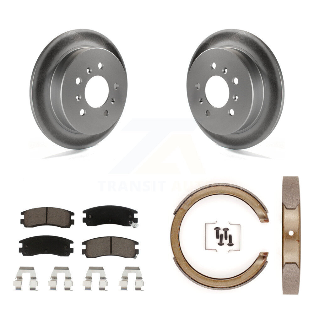 Rear Disc Coated Rotors Ceramic Pads Parking Shoes Kit For Chevrolet Impala Pontiac Grand KGC-103055