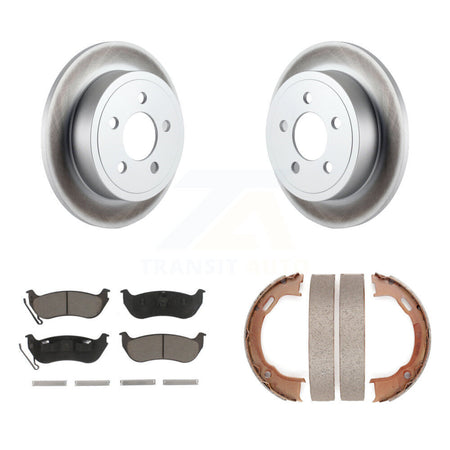 Rear Disc Coated Rotors Ceramic Pads Parking Brake Shoes Kit For Jeep Liberty Wrangler TJ KGC-103056