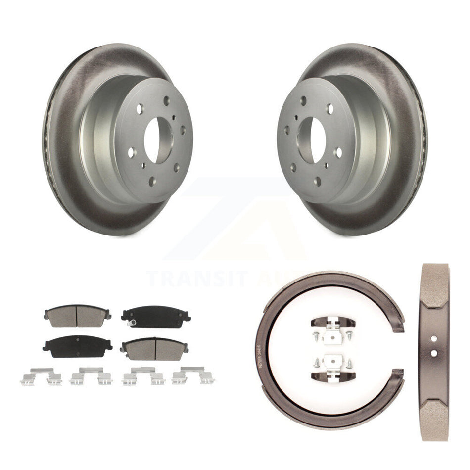 Rear Disc Coated Rotors Ceramic Pads & Parking Shoes Kit For Chevrolet GMC Sierra 1500 XL KGC-103058