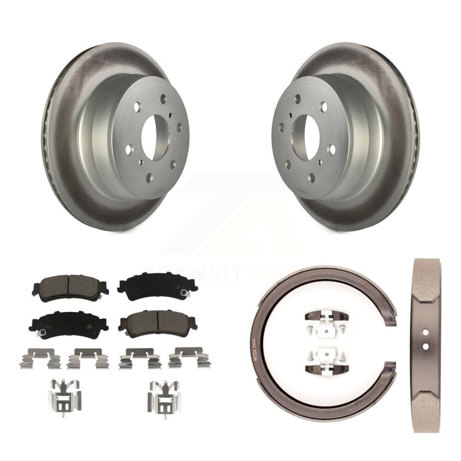Rear Disc Coated Rotors Ceramic Pads Parking Brake Shoes Kit For GMC Sierra 1500 Classic KGC-103062