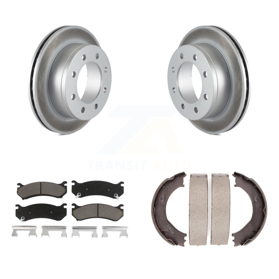 Rear Disc Coated Rotors Ceramic Pads & Parking Shoes Kit For Chevrolet GMC Silverado 2500 KGC-103063