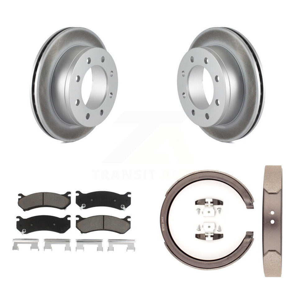 Rear Disc Coated Rotors Ceramic Pads Parking Brake Shoes Kit For GMC Sierra 2500 Yukon XL KGC-103065