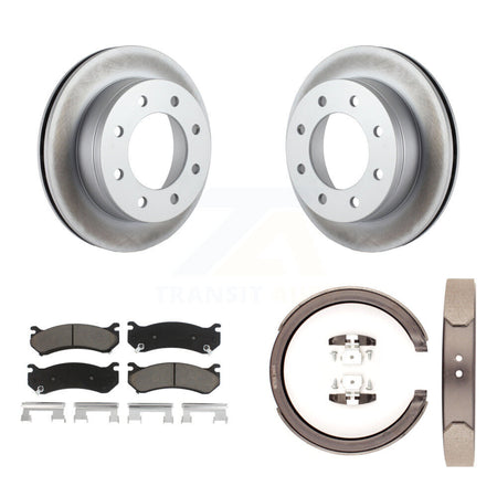 Rear Disc Coated Rotors Ceramic Pads & Parking Shoes Kit For GMC Chevrolet Silverado 1500 KGC-103066