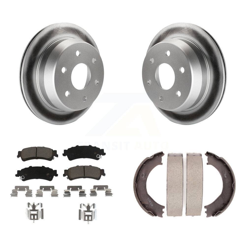 Rear Disc Coated Rotors Ceramic Pads & Parking Shoes Kit For Chevrolet Silverado 1500 GMC KGC-103068