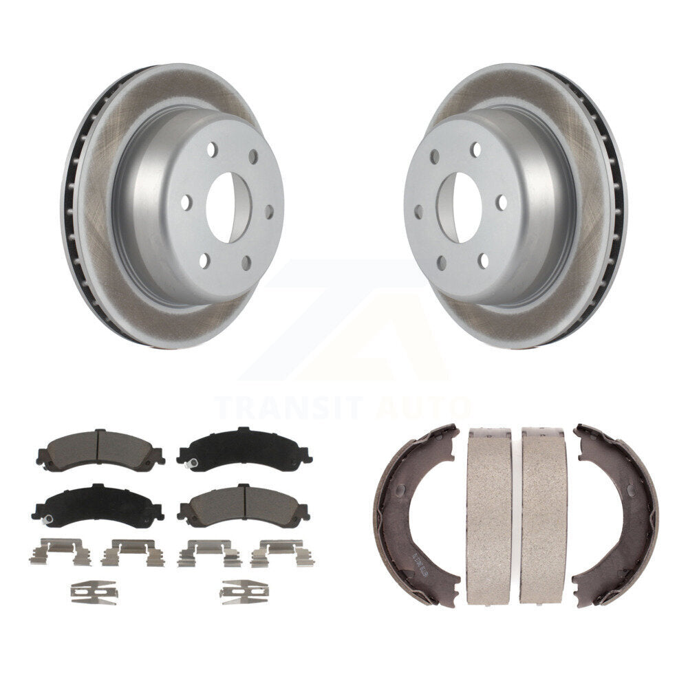 Rear Disc Coated Rotors Ceramic Pads & Parking Shoes Kit For Chevrolet Silverado 1500 GMC KGC-103069