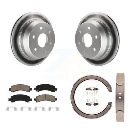 Rear Disc Coated Rotors Ceramic Pads Parking Shoes Kit For 2002 Chevrolet Avalanche 1500 KGC-103070