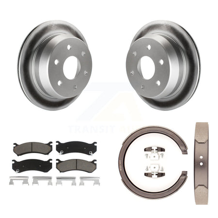 Rear Disc Coated Rotors Ceramic Pads Parking Brake Shoes Kit For Chevrolet Suburban 2500 KGC-103072