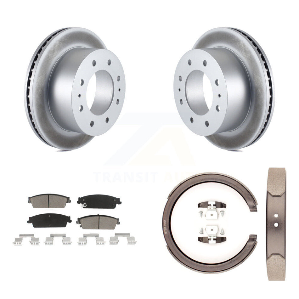 Rear Disc Coated Rotors Ceramic Pads Parking Brake Shoes Kit For Chevrolet Silverado 1500 KGC-103073