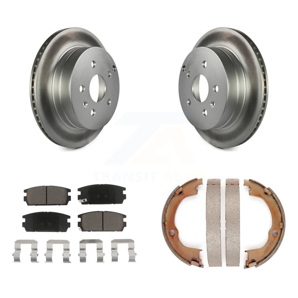 Rear Disc Coated Rotors Ceramic Pads Parking Shoes Kit For Chevrolet Equinox GMC Terrain KGC-103075