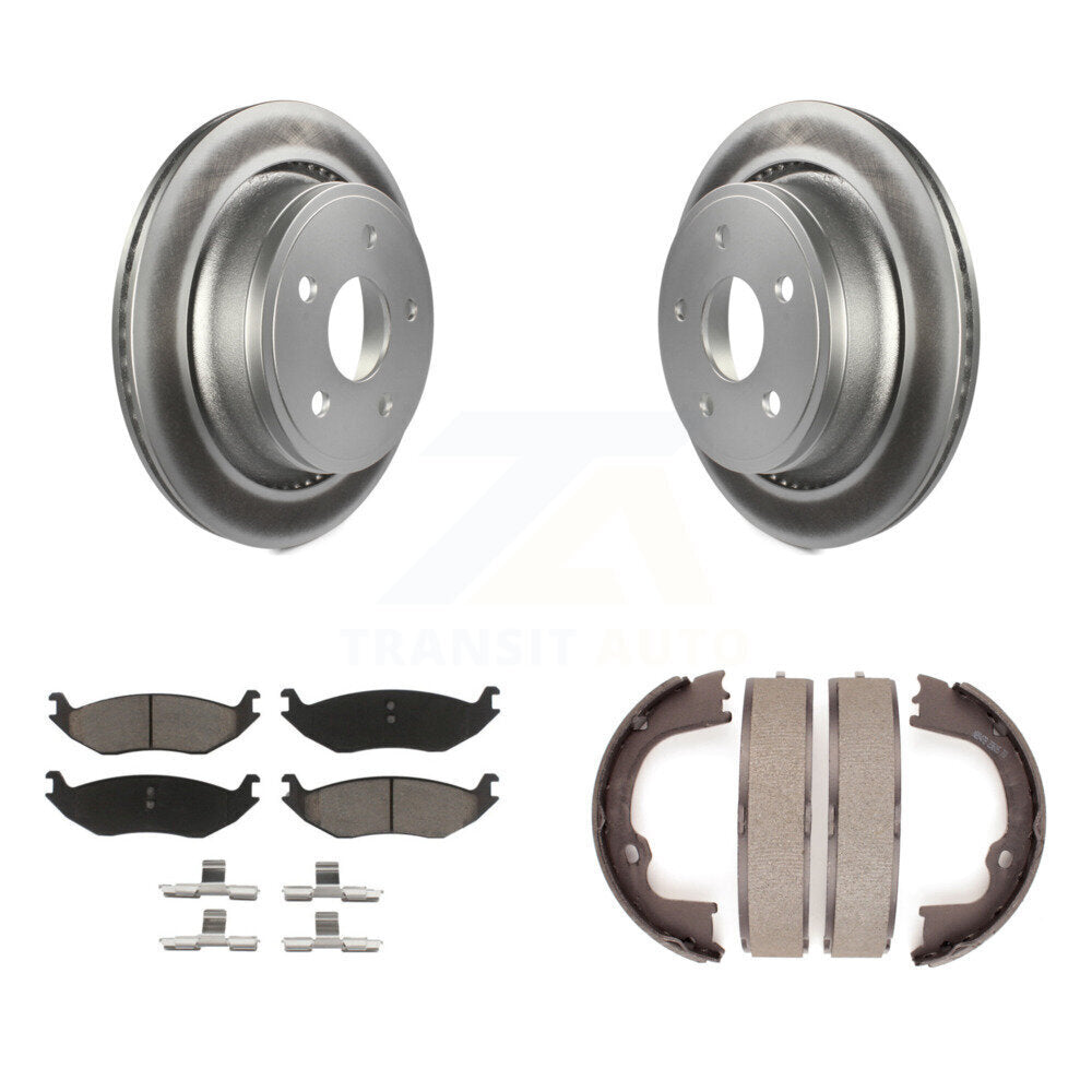 Rear Disc Coated Rotors Ceramic Pads & Parking Shoes Kit For Ram 1500 Classic Dodge Aspen KGC-103078