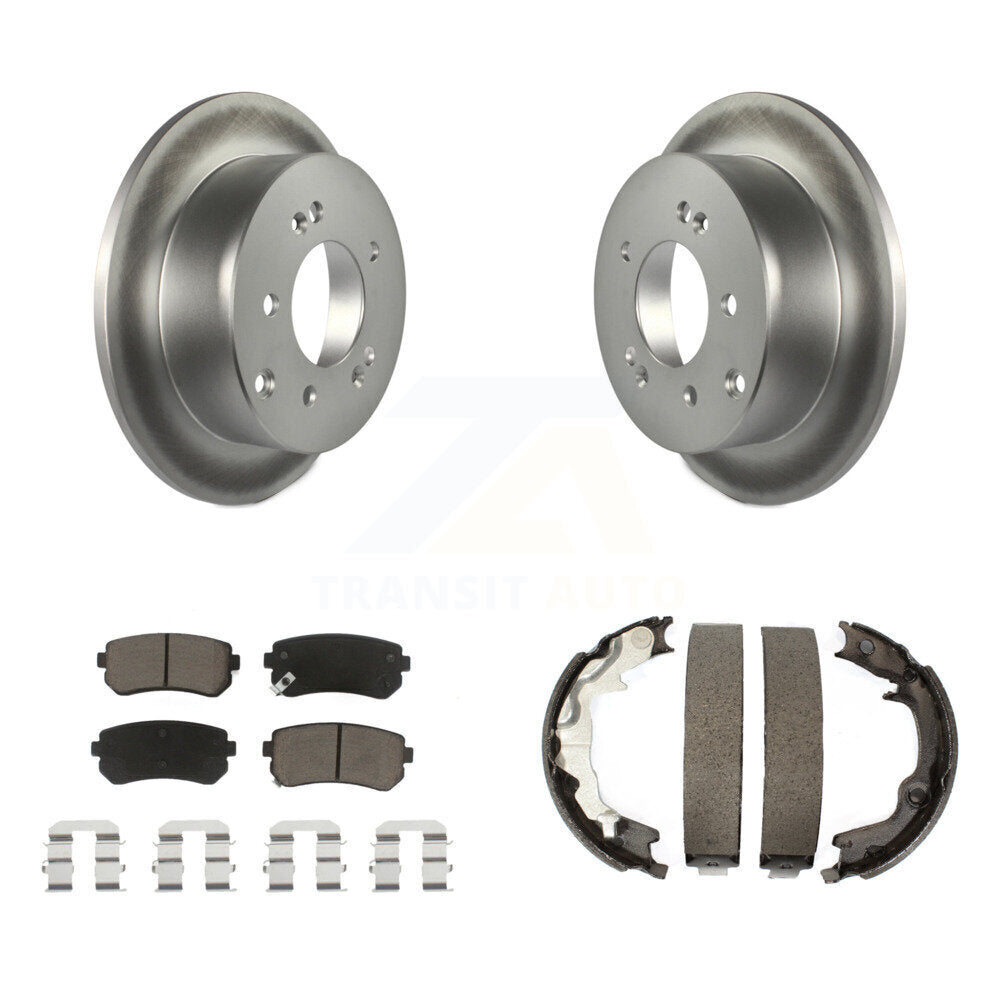 Rear Disc Coated Rotors Ceramic Pads Parking Brake Shoes Kit For 2010-2013 Kia Forte Koup KGC-103084