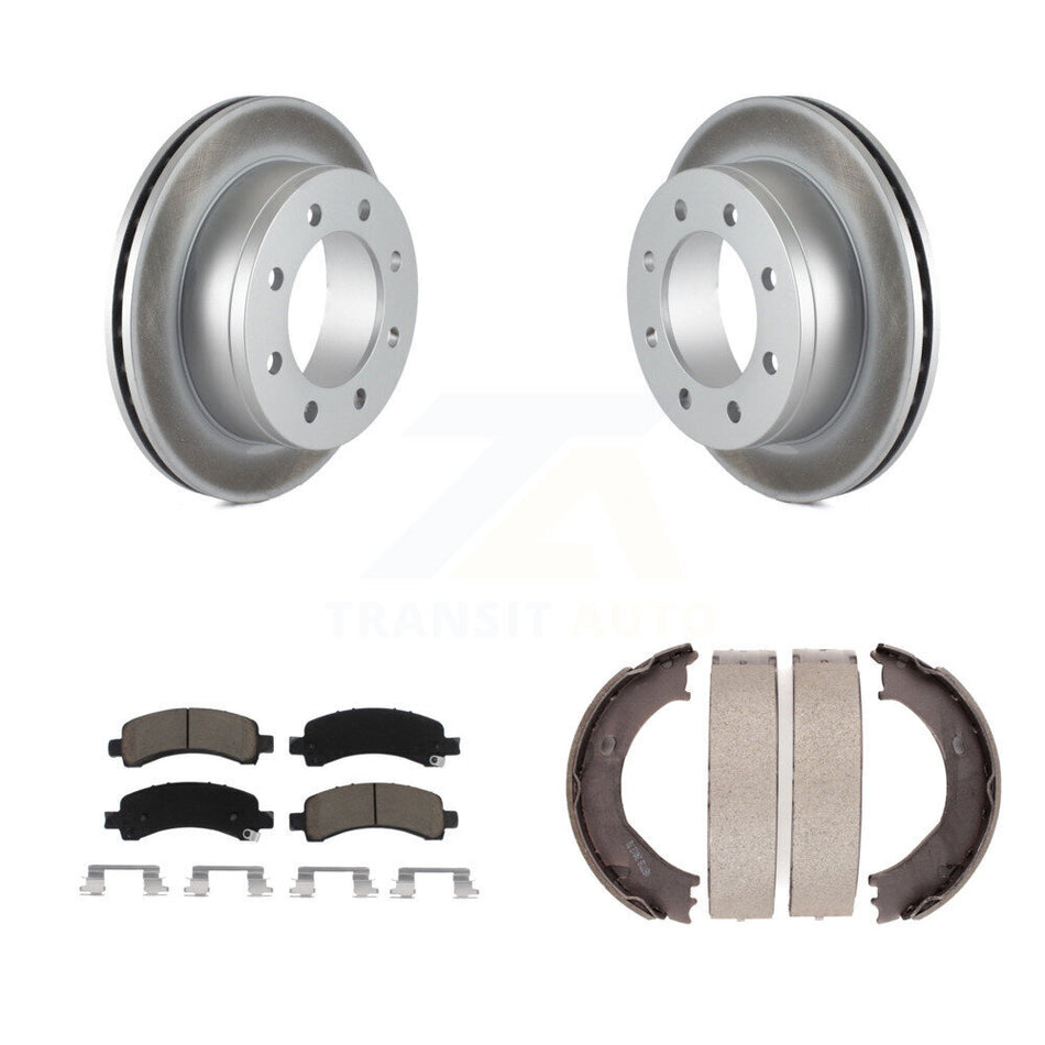 Rear Disc Coated Rotors Ceramic Pads And Parking Shoes Kit For Chevrolet GMC Express 3500 KGC-103092