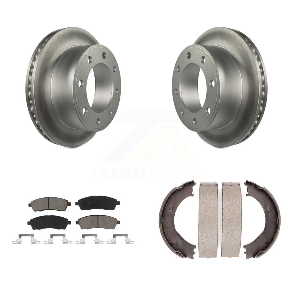Rear Disc Coated Rotors Ceramic Pads & Parking Shoes Kit For Ford F-350 Super Duty F-250 KGC-103094