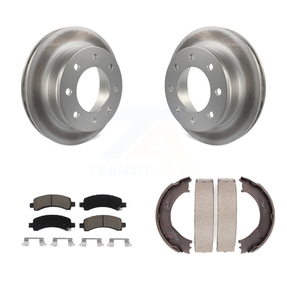 Rear Disc Coated Rotors Ceramic Pads And Parking Shoes Kit For Chevrolet Express 3500 GMC KGC-103096