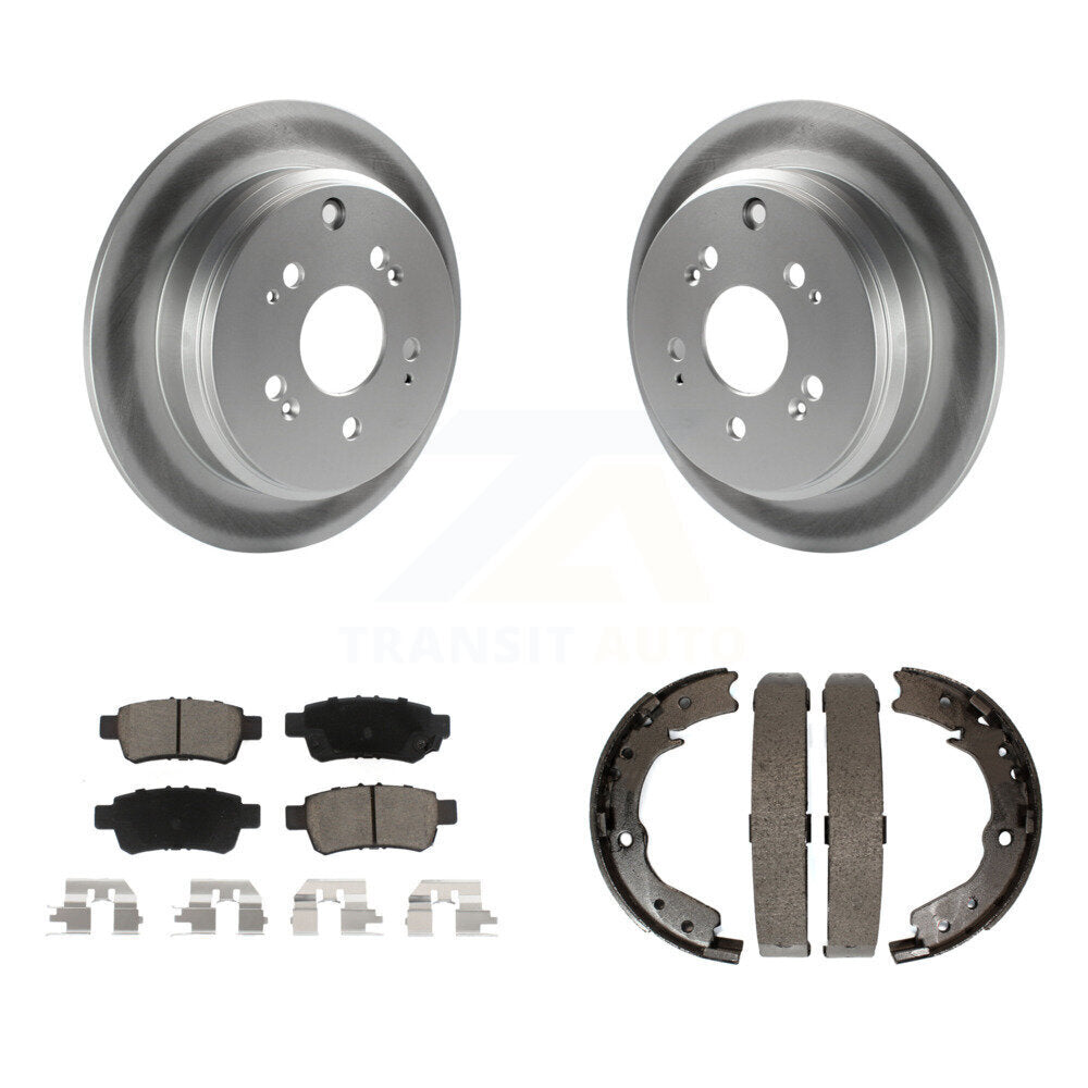 Rear Disc Coated Rotors Ceramic Pads Parking Brake Shoes Kit For 2005-2010 Honda Odyssey KGC-103100