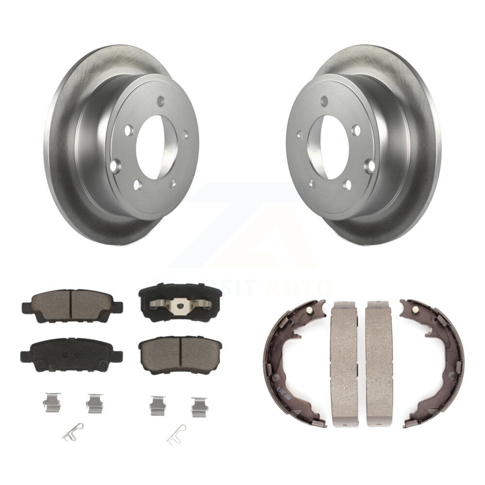 Rear Disc Coated Rotors Ceramic Pads & Parking Shoes Kit For Jeep Patriot Dodge Chrysler KGC-103104