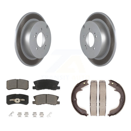 Rear Disc Coated Rotors Ceramic Pads & Parking Shoes Kit For Mitsubishi Lancer Outlander KGC-103105