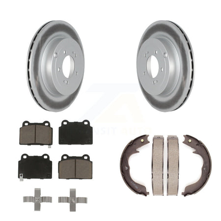 Rear Disc Coated Rotors Ceramic Pads And Parking Brake Shoes Kit For Mitsubishi Lancer KGC-103106