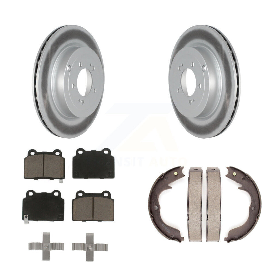 Rear Disc Coated Rotors Ceramic Pads And Parking Brake Shoes Kit For Mitsubishi Lancer KGC-103106