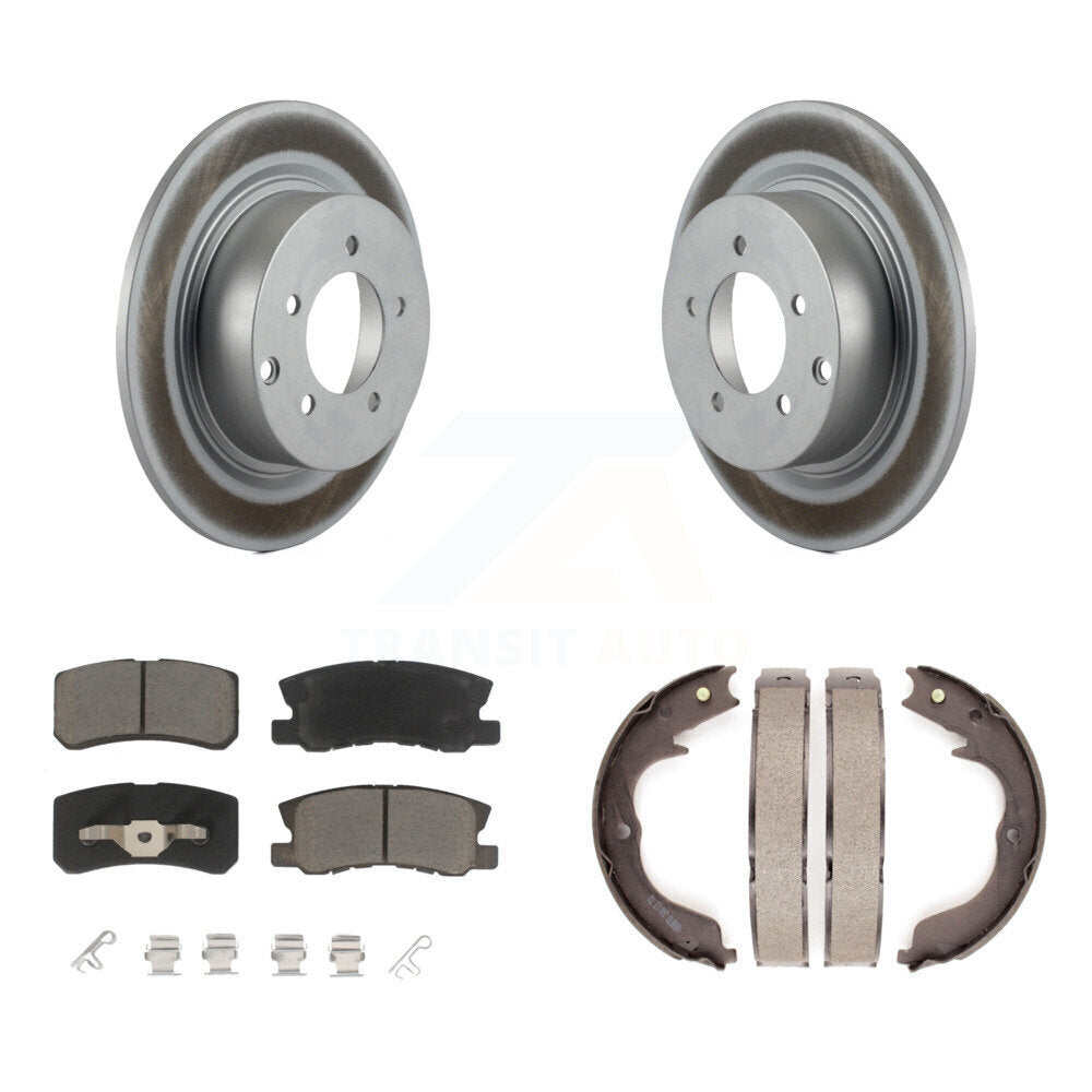 Rear Disc Coated Rotors Ceramic Pads Parking Shoes Kit For 2008 Mitsubishi Outlander 2.4L KGC-103108