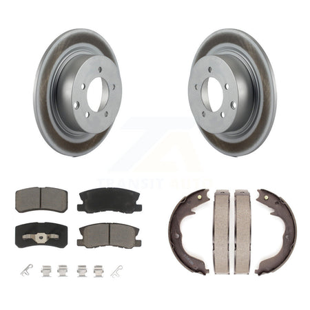 Rear Disc Coated Rotors Ceramic Pads Parking Shoes Kit For 2008 Mitsubishi Outlander 2.4L KGC-103108