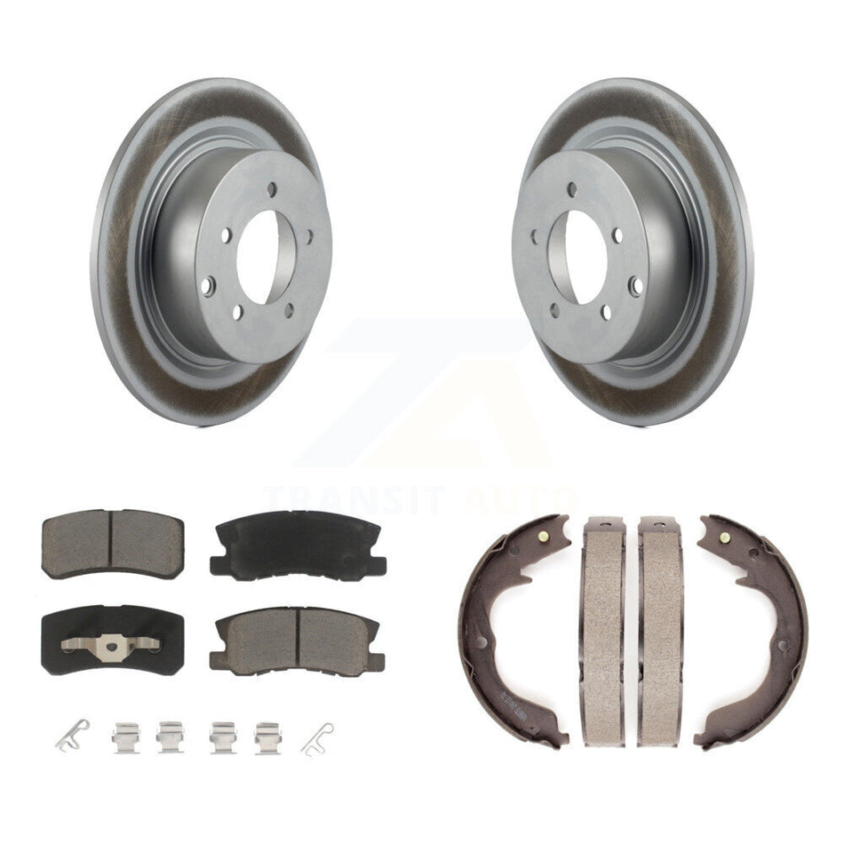 Rear Disc Coated Rotors Ceramic Pads Parking Shoes Kit For 2008 Mitsubishi Outlander 2.4L KGC-103108