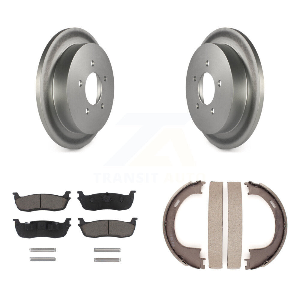 Rear Disc Coated Rotors Ceramic Pads Parking Shoes Kit For Ford F-150 Heritage Expedition KGC-103112