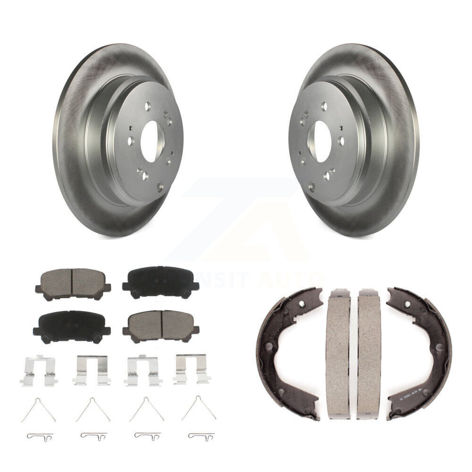Rear Disc Coated Rotors Ceramic Pads And Parking Shoes Kit For Honda Pilot Acura MDX ZDX KGC-103114