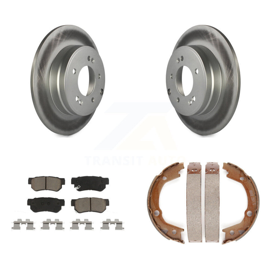 Rear Disc Coated Rotors Ceramic Pads And Parking Brake Shoes Kit For Hyundai Sonata 3.3L KGC-103117