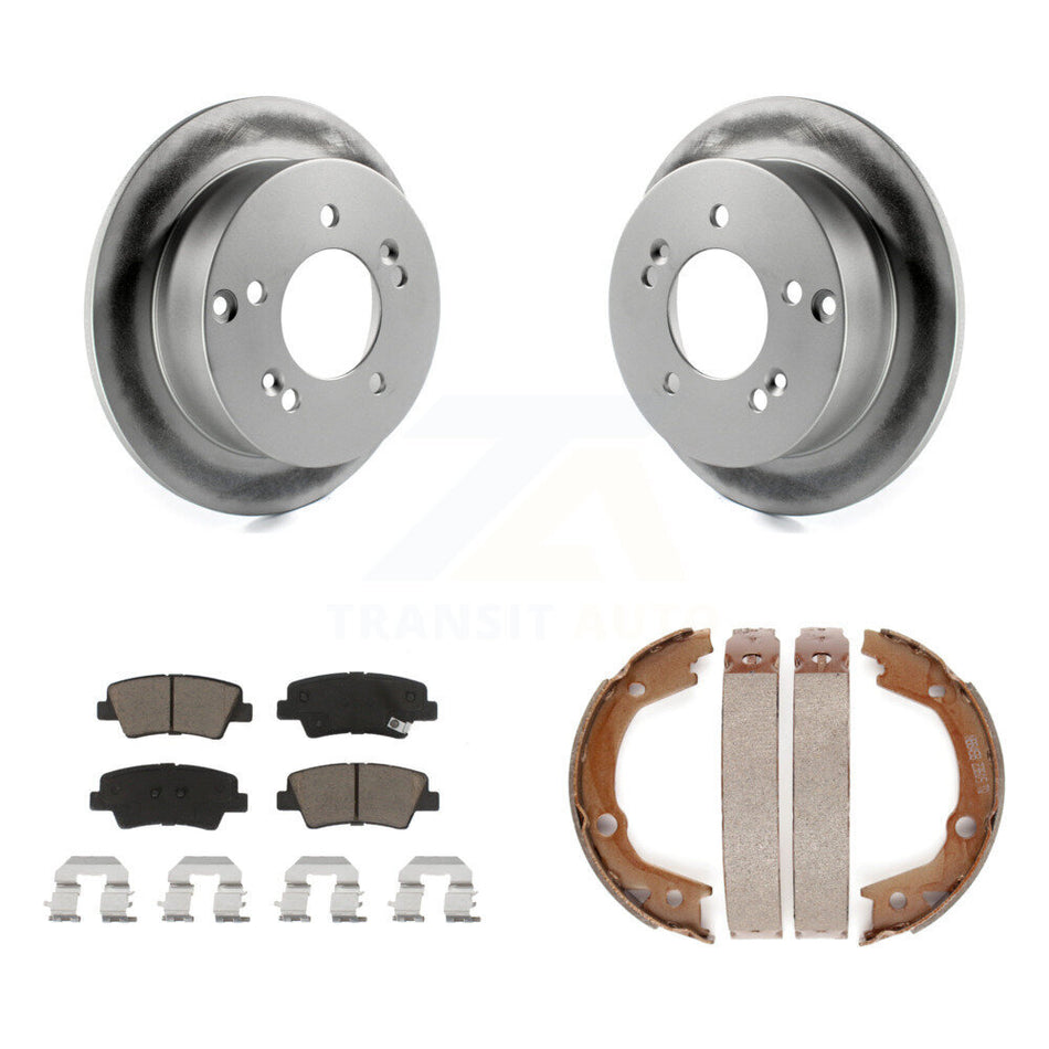 Rear Disc Coated Rotors Ceramic Pads And Parking Brake Shoes Kit For Hyundai Sonata 2.4L KGC-103118