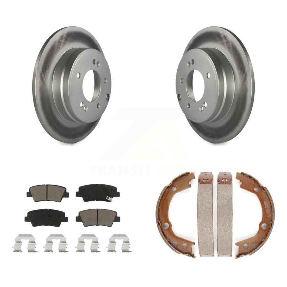 Rear Disc Coated Rotors Ceramic Pads And Parking Brake Shoes Kit For Hyundai Sonata 3.3L KGC-103119