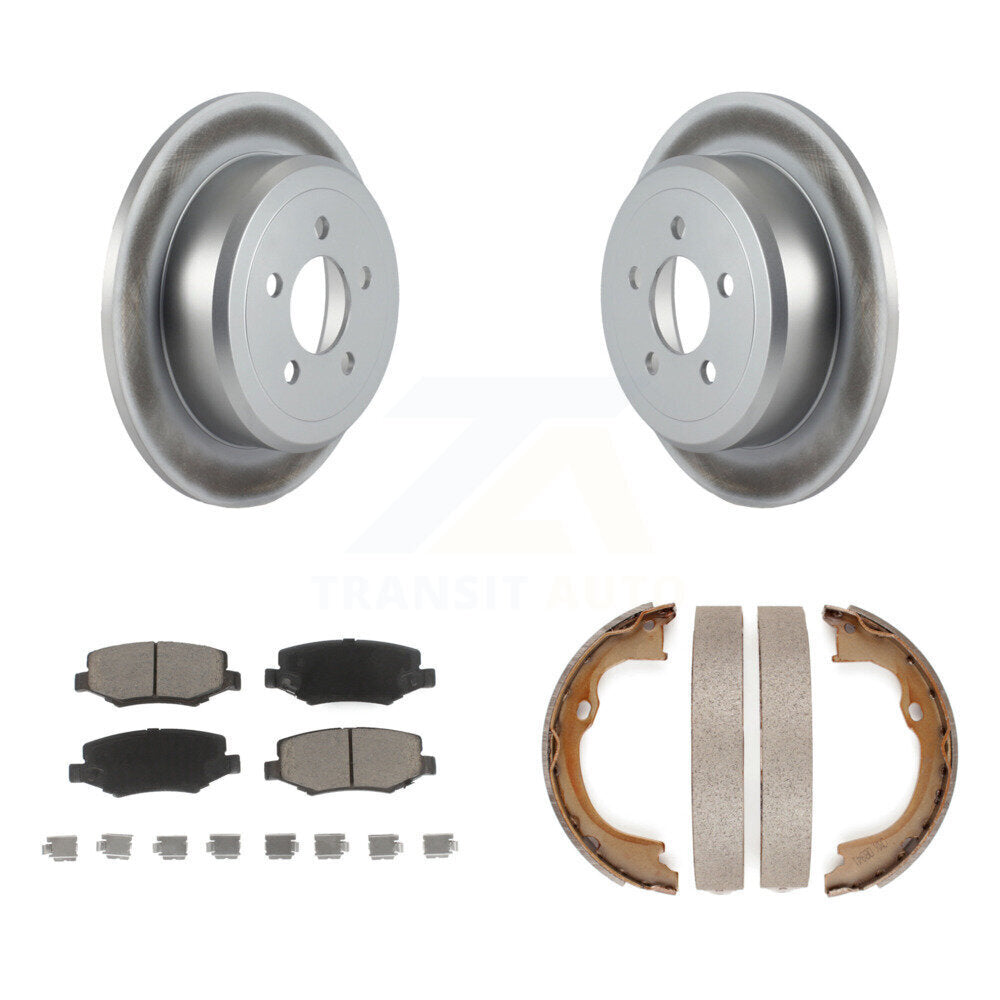 Rear Disc Coated Rotors Ceramic Pads Parking Brake Shoes Kit For Jeep Liberty Dodge Nitro KGC-103120