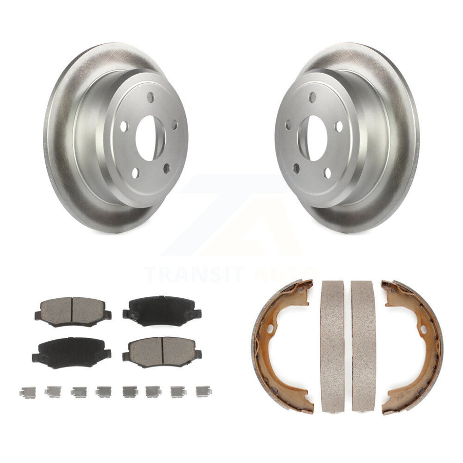 Rear Disc Coated Rotors Ceramic Pads And Parking Brake Shoes Kit For Jeep Wrangler JK KGC-103121